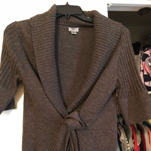 Brown quarter sleeve cardigan